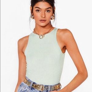 Nasty Gal Racer High-Leg Ribbed Bodysuit Size: 2